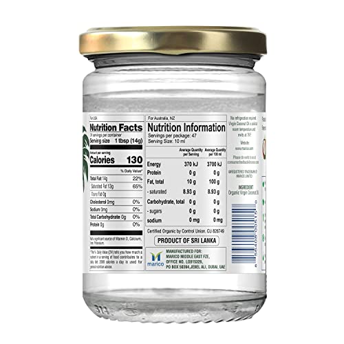 Parachute Naturalz Organic Virgin Coconut Oil | For Cooking, Hair, Body & Oil Pulling | Cold Pressed | Unbleached | Unrefined | Non-Hydrogenated | MCT Oil | USDA Certified |16 Fl.Oz | Glass Jar