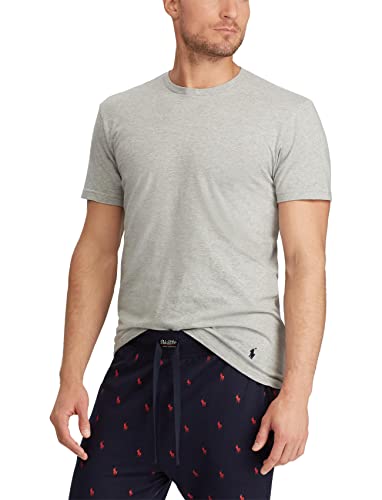 POLO RALPH LAUREN W/Wicking 3-Pack Crew Undershirts for Men Offers Cotton Fabric, Straight Hemline Andover Heather/Bali Blue/Cruise Navy LG One Size