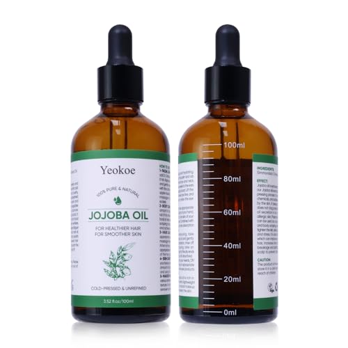Yeokoe Jojoba Oil Pure Cold Pressed Unrefined Gua Sha for Healthier hair Smoother skin Base Carrier Moisturizing Oil 3.52oz 100ml