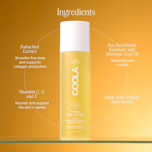 COOLA Firming Body Oil Mist, SPF 30 Sunscreen, 1.1oz