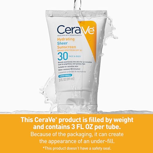 CeraVe Hydrating Sheer Sunscreen SPF 30 with Hyaluronic Acid, 3oz