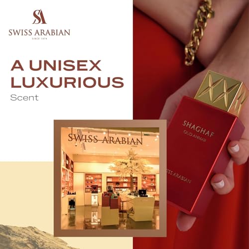 Swiss Arabian Shaghaf Oud Ahmar - Luxury Products From Dubai - Long Lasting And Addictive Personal EDP Spray Fragrance - Seductive, Signature Aroma - The Luxurious Scent Of Arabia - 2.5 oz