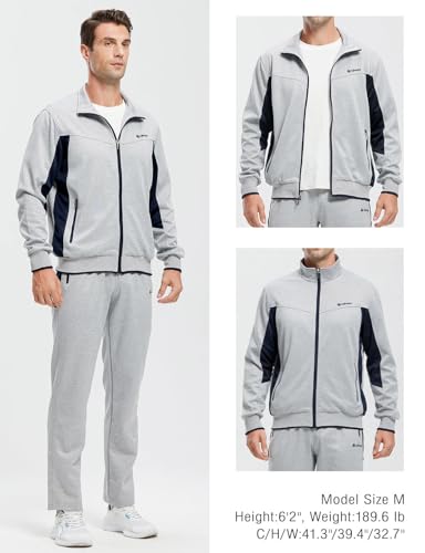 Rdruko Men's Tracksuit Sweatsuits 2 Piece Set Athletic Jogging Gym Activewear Sweat Track Suits Sets(Grey,US M)