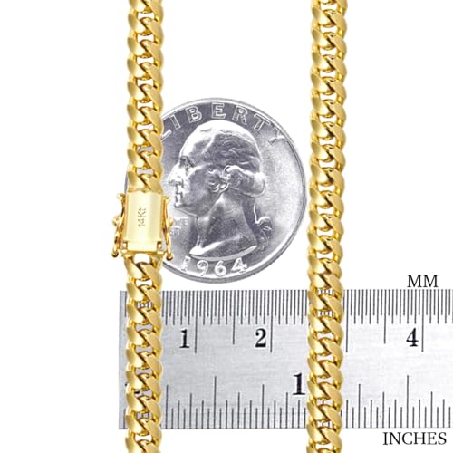 Nuragold 14k Real Yellow Gold Miami Cuban 5mm Solid Chain Mens Bracelet - 8"