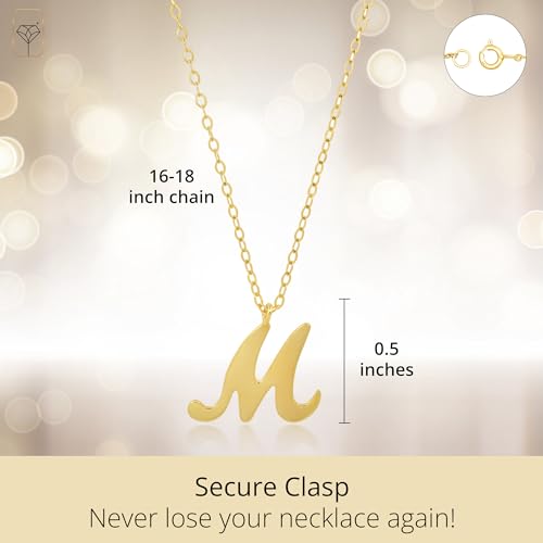 10K Yellow Gold Small Script Initial Letter S Pendant Necklace for Women