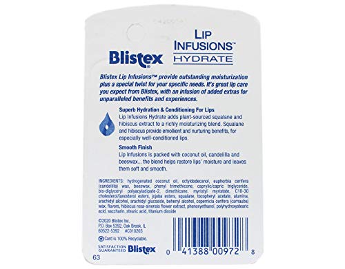 Blistex Lip Infusions Hydrate Lip Moisturizer 0.13 Ounce (6 Pack)
