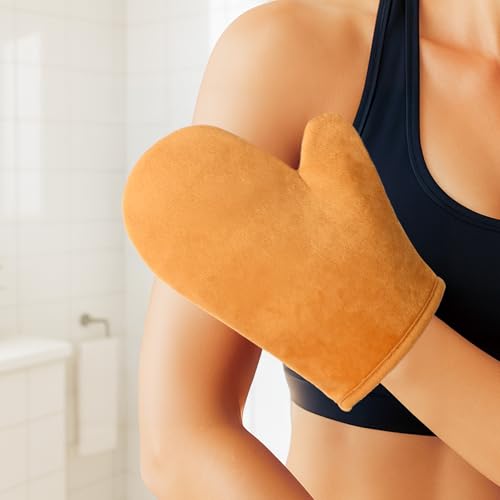Self Tanner Mitt, Self Tanning Mitt Applicator, Sunning Tanning Gloves for Self Tan Lotion, Tan Applicator Set, Streak-Free Smooth Even Finish, Self Tanner Mitt for Mousse Spray, 2 Pack