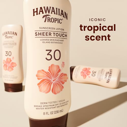 Hawaiian Tropic Sheer Touch Lotion Sunscreen, Moisturizing Broad-Spectrum Protection, SPF 30, Sun, Mango, 8 Oz