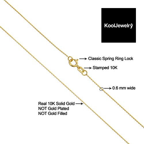 Kooljewelry 10k Yellow Gold Diamond-cut Cable Chain Necklace (20 inch)