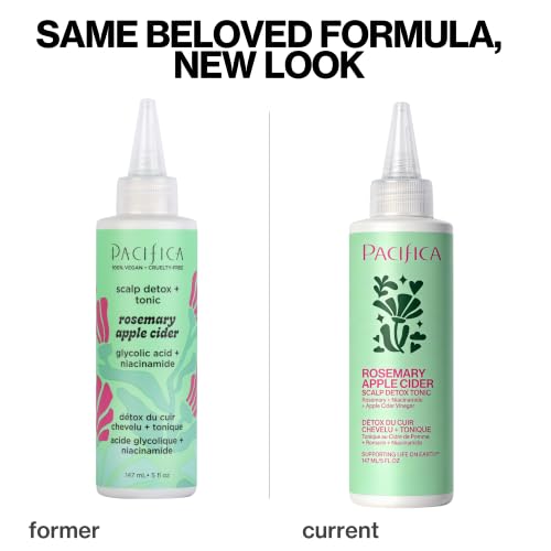 Pacifica Scalp Detox Tonic – Scalp Exfoliator with Glycolic & Salicylic Acid for Clarifying Build Up & Purifying – Infused with Rosemary to Support an Itchy, Dry Head – Vegan & Cruelty-Free – 5 oz