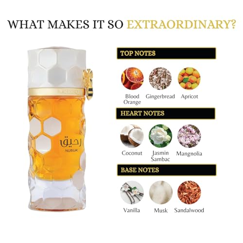 Nusuk Raheeq Perfume for Women - Long Lasting Extrait De Parfum Citrus, Gourmand & Vanilla Notes Sweet Luxury Fragrance 100ml