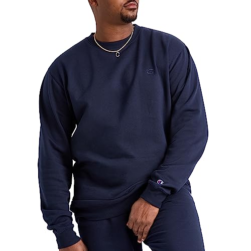 Champion Mens Sweatshirt, Powerblend, Fleece Crewneck (Reg. Big & Tall) Sports-fan-sweatshirts, Navy C Logo, Large US