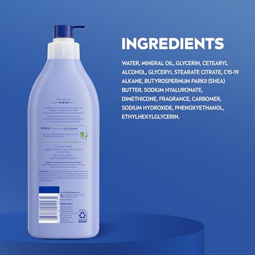 NIVEA Shea Nourish Body Lotion with Shea Butter & Hyaluronic Acid, 16.9 Oz