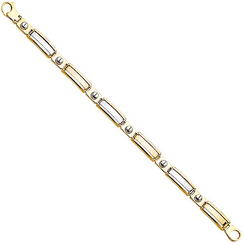 14k REAL Two Tone Gold Men's Bracelet - 8"