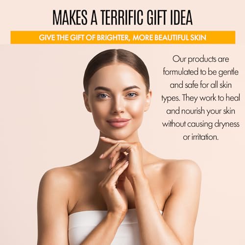 Healov Turmeric Skincare Set - Turmeric Skin Care Products Brightening & Acne - Turmeric Skin Care Kit, Turmeric Skin Care Set - Turmeric Cleanser, Body Scrub, Face Cream & Facial Serum