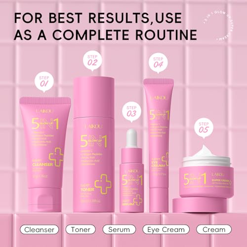 LAIKOU 5 in 1 Skin Care Set, Glow up Gift Set for Women, Skincare Gift Set