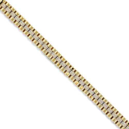 14k Yellow Gold Fancy Rolex Type CZ Bracelet - 8.5"