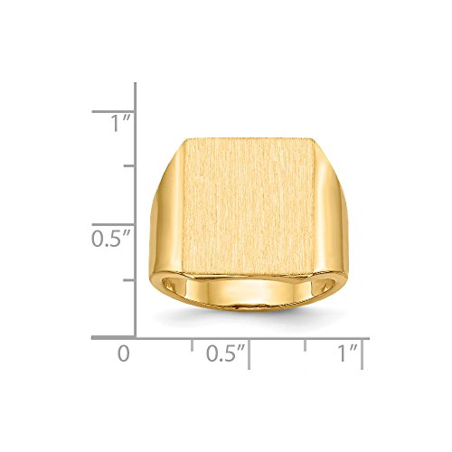 14K Yellow Gold 15.5x17.5mm Rectangle Open Back Mens Signet Ring