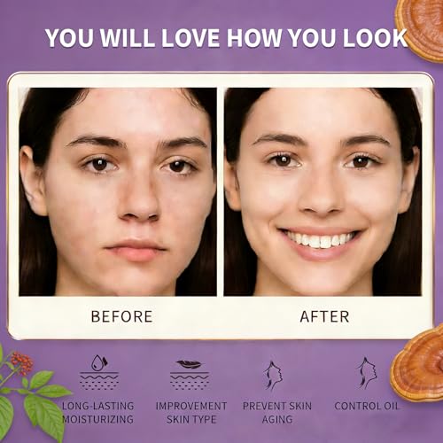 Ganoderma Lucidum Skincare Set - Face Care Kit with Collagen,Niacinamide, Hyaluronic Acid - Anti aging & Firming Skin, Face Care Gift Set for Women Include Toner, Serum, Lotion, Eye Cream, Face Cream