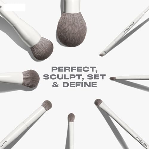 Morphe Best of Blends 8 Piece Makeup Brush Set - Face and Eye Makeup Brushes for Foundation, Concealer, Powder, Blush, Eyeshadow & Brows - Professional Brush Kit (8 ct)