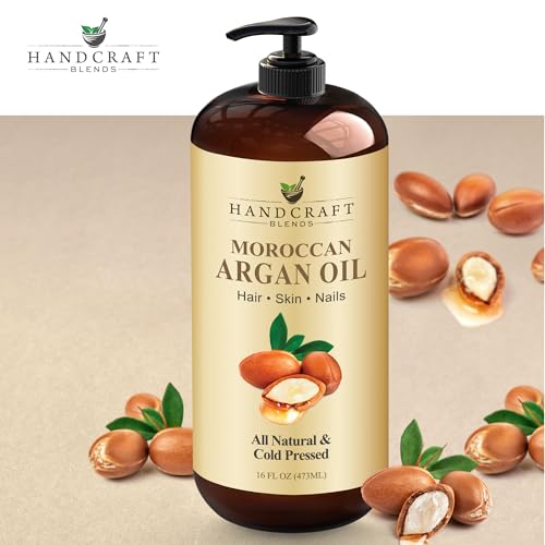 Handcraft Blends Moroccan Argan Oil - 16 Fl Oz - 100% Pure and Natural - Premium Grade Carrier Oil for Skin and Hair - Hair and Body - Massage - Cold-Pressed
