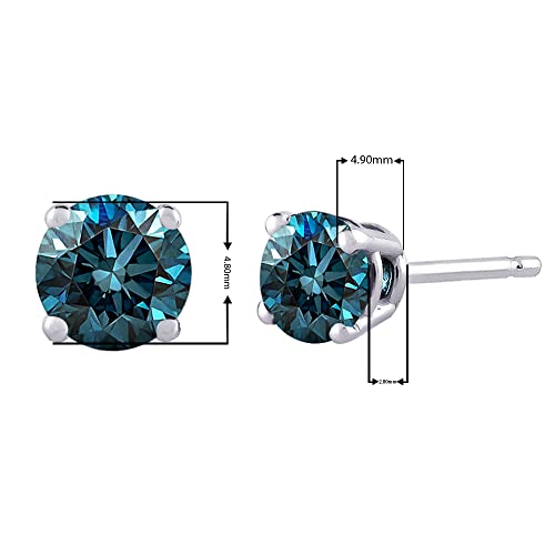 KATARINA 1/2 ct. Blue - I1 Round Brilliant Cut Diamond Earring Studs in 14K White Gold