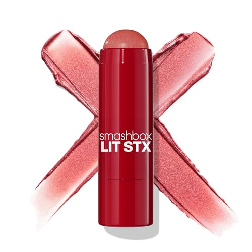 Smashbox Lit Stx Cream Blush & Highlighter | 2-in-1 Dewy Multi Stick | Blush Stick for Cheeks & Lips, Sunset.jpg, 0.1 Ounce