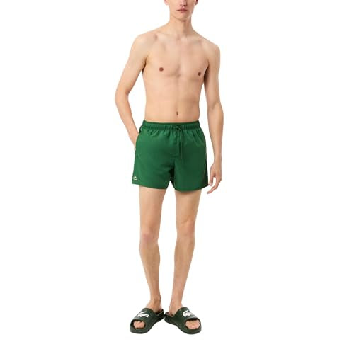 Lacoste Men's Quick-Dry Swim Trunks, Green/Green, Medium