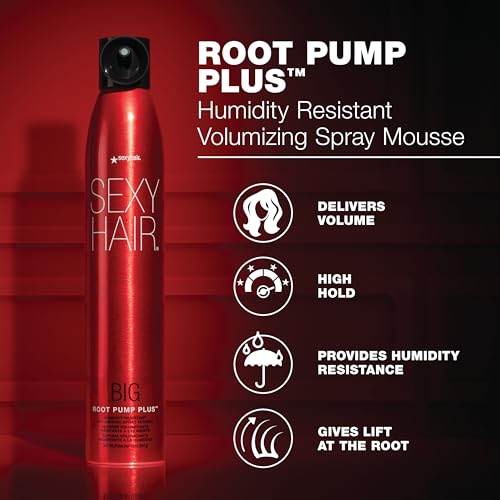 SexyHair Big Root Pump Plus Volumizing Spray Mousse, 10 Oz | Volume with High Hold | Up to 72 Hour Humidity Resistance