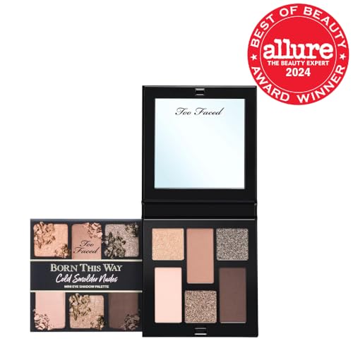 Too Faced Born This Way Natural Nudes Mini Eye Shadow Palette Makeup | Creamy, High Pigment Matte + Shimmer Shades, 0.2 Ounce, Cold Smolder Nudes