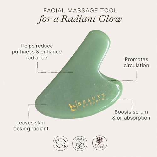 Jade Gua Sha Facial Tools - Depuffer & Massager Tool for Lymphatic Drainage