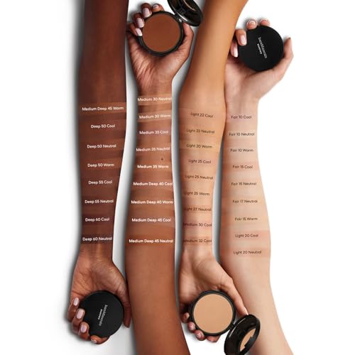 bareMinerals Barepro 24HR Skin-Perfecting Powder Foundation, Matte Pressed Powder Foundation Full Coverage with Plant-Based Squalene, Oil Control, Vegan - Fair 15 Neutral
