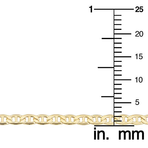 Kooljewelry Womens Mariner Link Bracelet - 10k Yellow Gold Chain (7.5 inch)