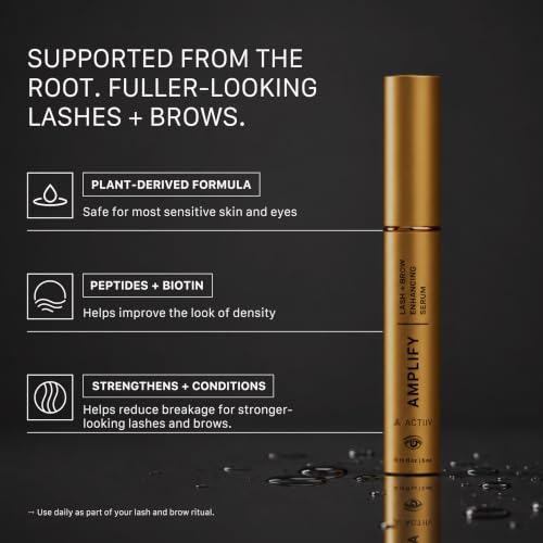 ACTIIV Amplify Lash + Brow Serum | Promotes Thicker Fuller Lashes & Brows, Strengthens & Nourishes Hair Follicles, Lightweight Formula, Vegan, Plant-Based, All Hair Types, 5 mL / 0.16 oz