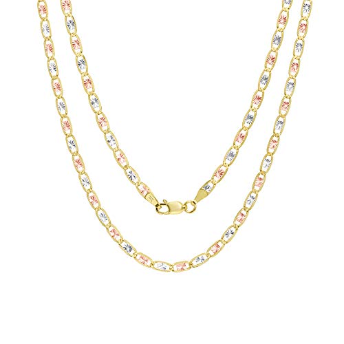 Nuragold 14k Solid Tri Color Gold Valentino 3mm Anchor Link Chain Bracelet - 8"