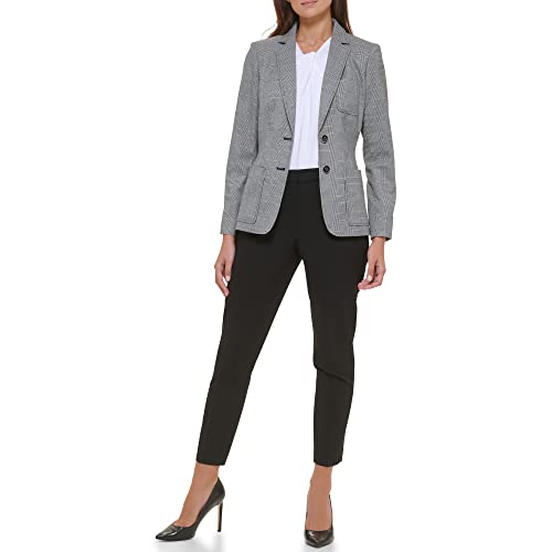 Tommy Hilfiger Women's Blazer – Business Jacket with Flattering Fit and Double-Button Closure, Black/Ivory, 12