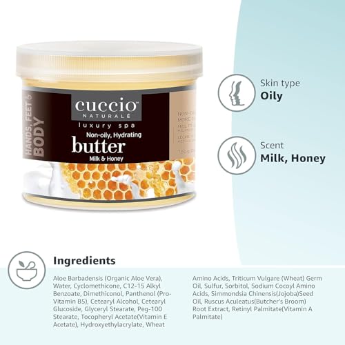 Cuccio Naturale Milk and Honey Butter Blend – Ultra Moisturizing Cream for Hands, Feet, and Body – 26 Ounces