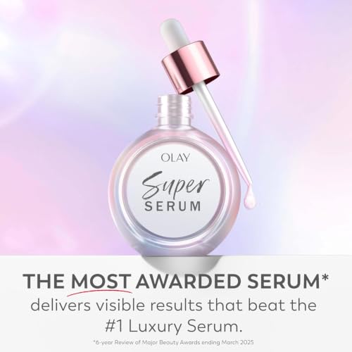 Olay Super Serum - Glow Serum for Face - Activated Niacinamide, Vitamin C & E, Collagen Peptide, AHA - 5-in-1 Benefits - Brightens, Hydrates, Smooths, Firms, Evens Tone, Proactive Anti-Aging, 1.0 Oz