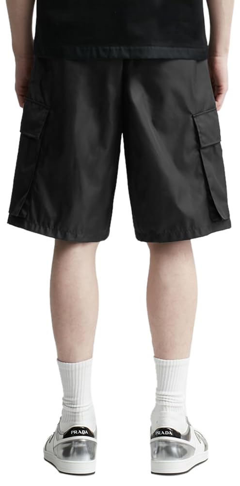 Prada, Mens Nylon Cargo Shorts, 36, Black
