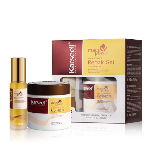 Karseell Collagen Hair Mask & Argan Oil Set for Dry Damaged Hair
