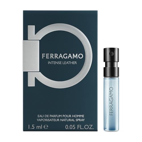 FERRAGAMO Intense Leather Eau de Parfum Pour Homme, Trial Cologne Spray for Men, Vial Sample Size, 0.05 Fl. Oz.