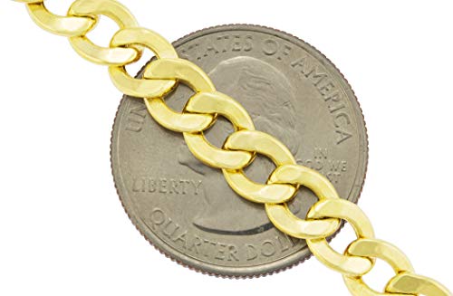 Nuragold 10k Real Yellow Gold Cuban Curb Link 6.5mm Chain Necklace, 16"-30" - 24"