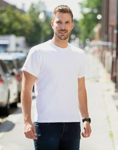 Pioneer Camp Mens Bamboo Viscose T Shirt Ultra Soft White Plain Tshirts for Men Cooling Crew Neck Casual Basic Tee Shirt