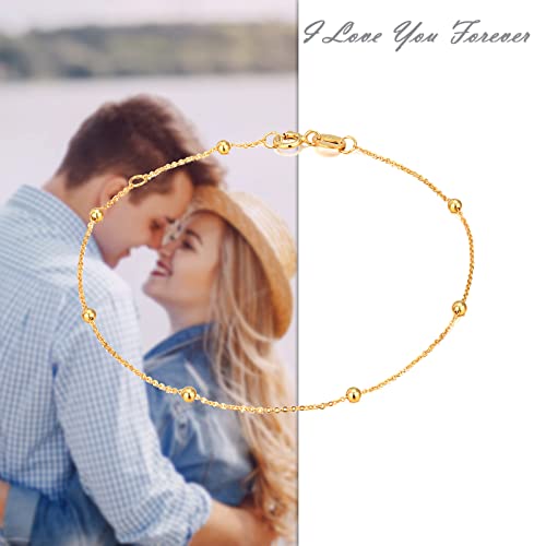 SISGEM Solid 18k Gold Tiny Bracelets for Women, Real Gold Chain Thin Bracelet (Yellow Gold, 18k)