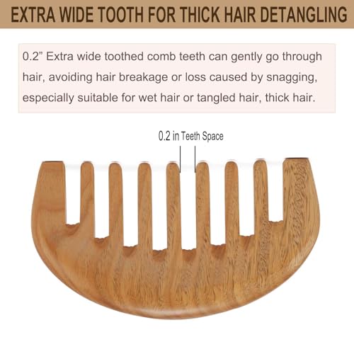 Moreinday Wooden Comb, Wide Tooth Comb for Scalp Massage & Distribute Oils