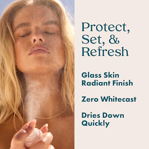 Kopari Sunglaze Sheer Setting Mist Sunscreen SPF 50, Weightless, Fast Drying, Ultra-Fine Setting Spray, Made With Hyaluronic Acid, Sets Makeup For A Hydrated, Dewy Finish, 2.53 fl oz