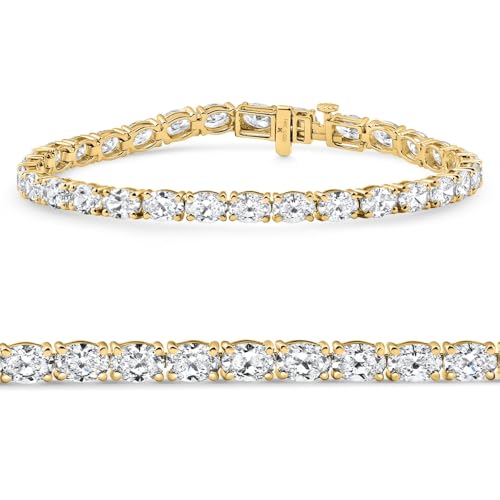 P3 POMPEII3 Pompeii 10.75Ct Oval Cut Diamond Tennis Bracelet 7" 14k Yellow Gold Lab Grown - Size Medium (EF,VS)