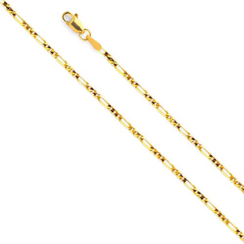 14k REAL Yellow Gold Solid Men's 4.5mm Figaro Chain Necklace with Lobster Claw Clasp - 22"
