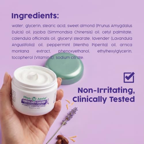 PhysAssist Oncology Cream with Botanical for Body – Travel Size. Clinically Tested Hydrating Cream for Dry, Sensitive & Stressed Skin – With Lavender, Calendula & Peppermint Oils – 1.5oz