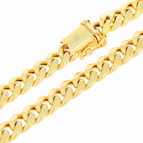 Nuragold 14k Real Yellow Gold Miami Cuban Link 6.5mm Chain Italian Bracelet - 9"